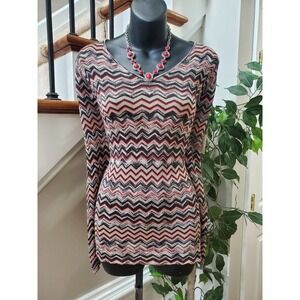 Jones New York Women's Multicolor 100% Rayon V-Neck Long Sleeve Sweater Size XL